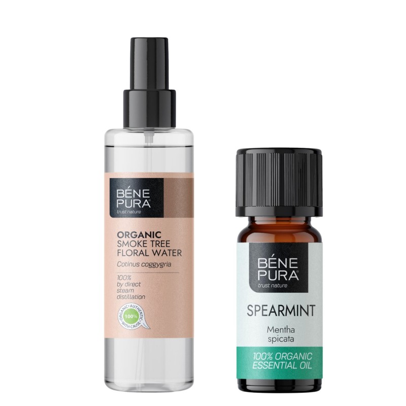 Bio Škumpy vlasatej Kvetová voda a Bio Mäta klasnatá Esenciálny olej - GMC