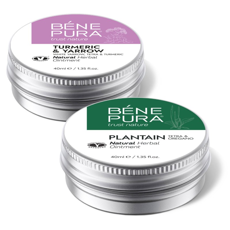 Masť na Hemoroidy s Rebríkom Bielym, Tetrou a Kurkumou a Masť na Svrbenie Pokožky s Plantain - GMC