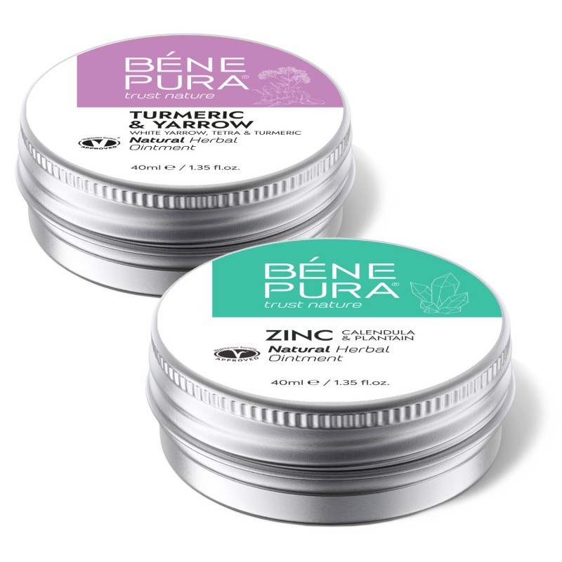 Masť na Hemoroidy s Rebríkom Bielym, Tetrou a Kurkumou a Masť na Svrbenie Pokožky s Oxidom Zinočnatým - Porovnanie produktov