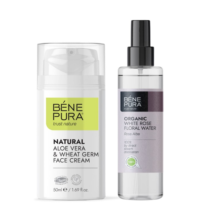 Aloe Vera krém na tvár a Bio Růže Alba Ružová voda - 