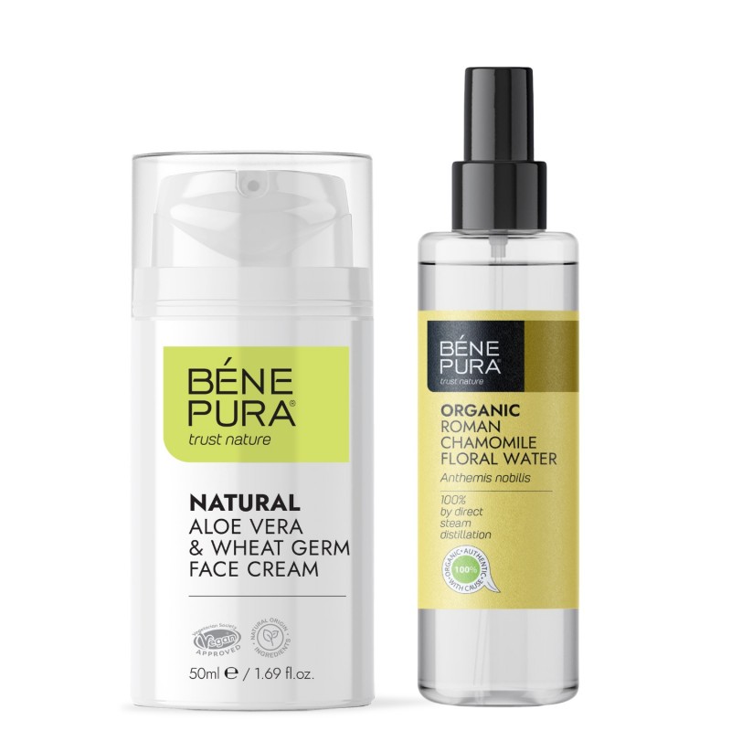 Aloe Vera krém na tvár a Bio Harmančekova Kvetová voda - 