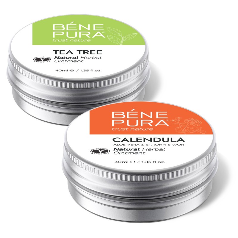 Masť na Svrbenie Pokožky s Čajovníkom a Masť na Popáleniny a Rany s Nechtíkom, Aloe Vera a Lubovníkom Bodkovaným - Porovnanie produktov