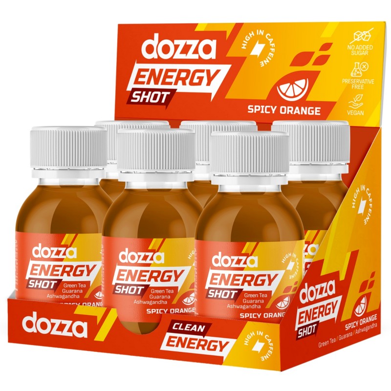 6x Pack DOZZA Energy Spicy Orange Energy shot - 60ml - Porovnanie produktov