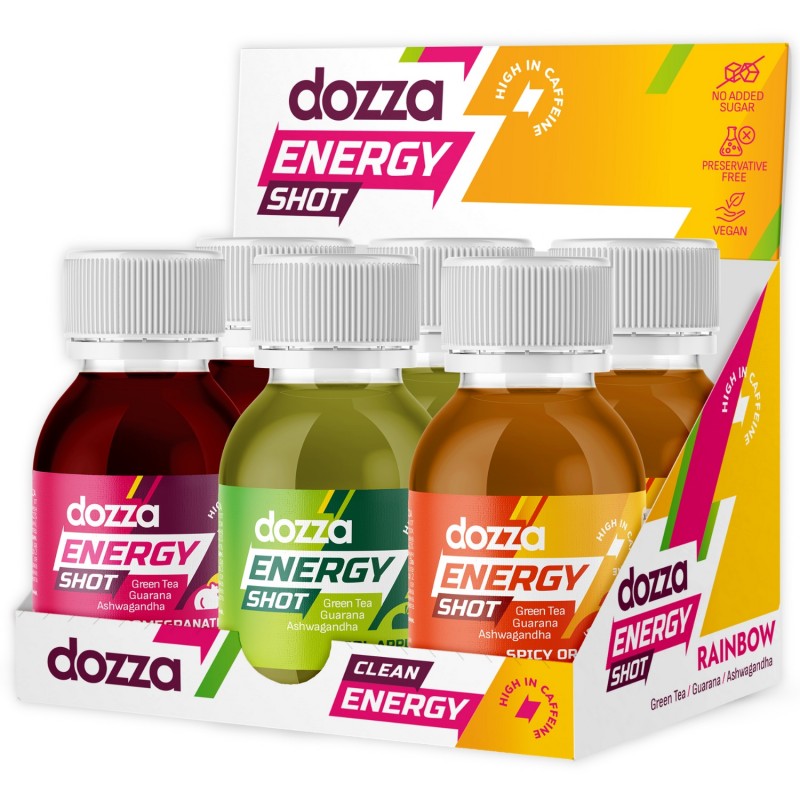 6x Pack DOZZA Energy Rainbow Pack Energy shots - 60ml - Energetické nápoje